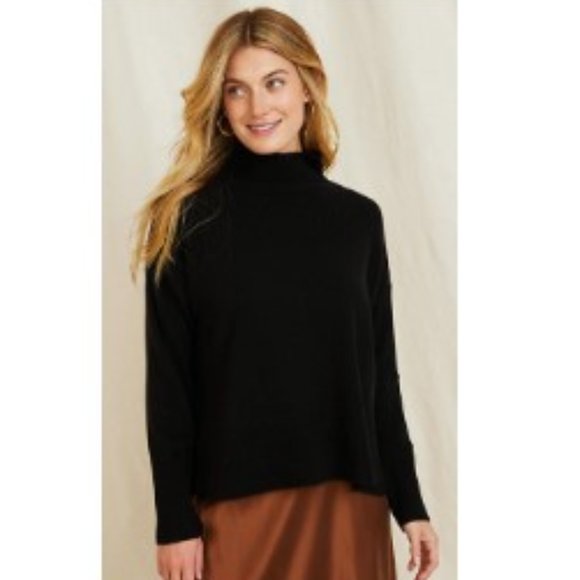 Halogen Sweaters - Halogen M Merino Wool Blend Mock Turtle Neck Pullover Pocket Soft Sweater
